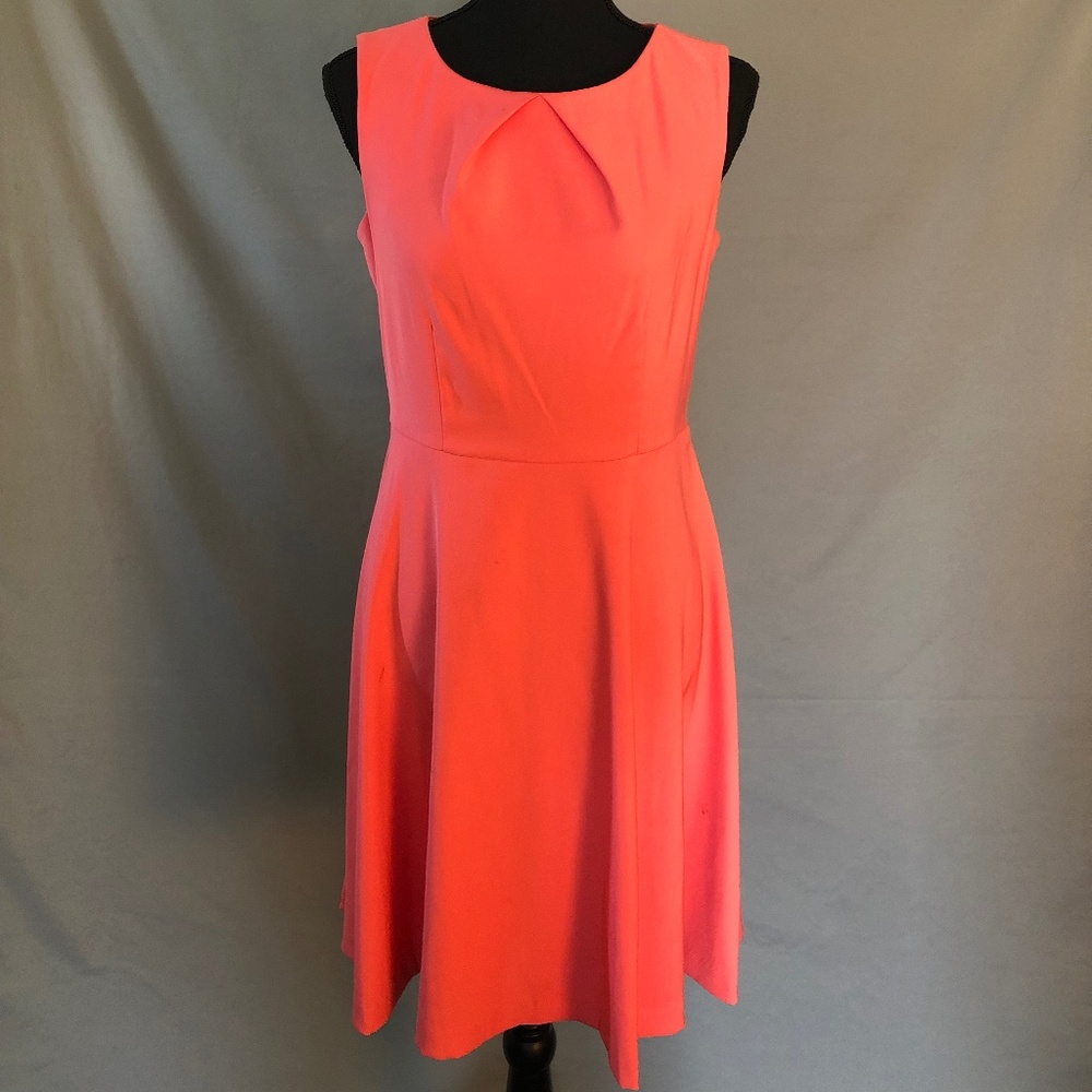 Coral Fit and Flare Dress